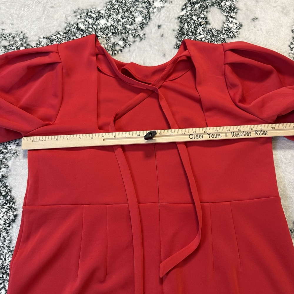 Eloquii Dress Womens Size 20‎ Red Crew Neck Balloon 3/4 Sleeve Sheath Stretch - Picture 4 of 10